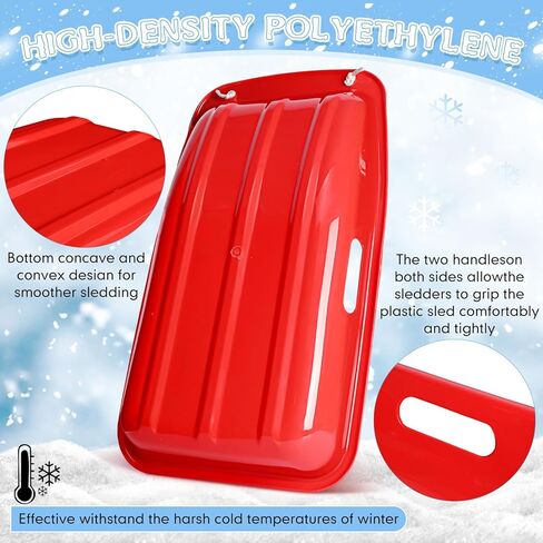 Shappy 12 Pcs Winter Plastic Snow Sled Bulk for Kids 26 x 14 Inch Toboggan Snow Sled with Pull Rope and Handles Downhill Sprinter Sand Sled for Kid 2-10 Outdoor Downhill Game in Kuwait