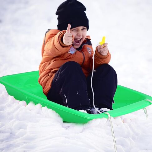 Shappy 12 Pcs Winter Plastic Snow Sled Bulk for Kids 26 x 14 Inch Toboggan Snow Sled with Pull Rope and Handles Downhill Sprinter Sand Sled for Kid 2-10 Outdoor Downhill Game in Kuwait