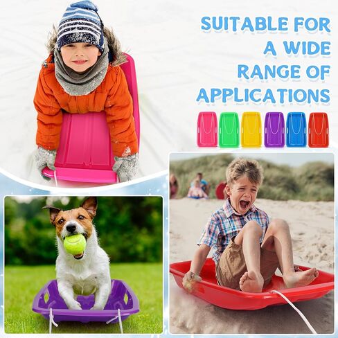 Shappy 12 Pcs Winter Plastic Snow Sled Bulk for Kids 26 x 14 Inch Toboggan Snow Sled with Pull Rope and Handles Downhill Sprinter Sand Sled for Kid 2-10 Outdoor Downhill Game in Kuwait