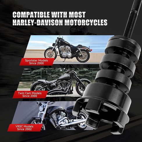 مجموعة أدوات سحب محمل العجلة من Richeer مناسبة للدراجات النارية Harley Davidson - محامل 0.75 بوصة 1 بوصة 25 مم متوافقة مع الخنازير من عام 2000، 11 قطعة in Kuwait