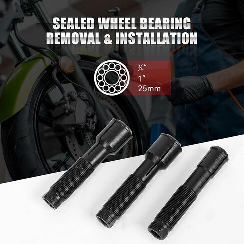 مجموعة أدوات سحب محمل العجلة من Richeer مناسبة للدراجات النارية Harley Davidson - محامل 0.75 بوصة 1 بوصة 25 مم متوافقة مع الخنازير من عام 2000، 11 قطعة in Kuwait