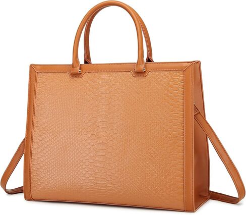 حقيبة كمبيوتر محمول للنساء، حقيبة عمل من جلد البولي يوريثان مقاس 15.6 بوصة، حقيبة كمبيوتر محمول، حقيبة كتف للأعمال، حقيبة مكتب للأعمال، حقيبة يد - بني in Kuwait