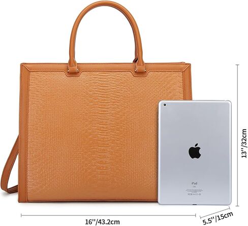 حقيبة كمبيوتر محمول للنساء، حقيبة عمل من جلد البولي يوريثان مقاس 15.6 بوصة، حقيبة كمبيوتر محمول، حقيبة كتف للأعمال، حقيبة مكتب للأعمال، حقيبة يد - بني in Kuwait