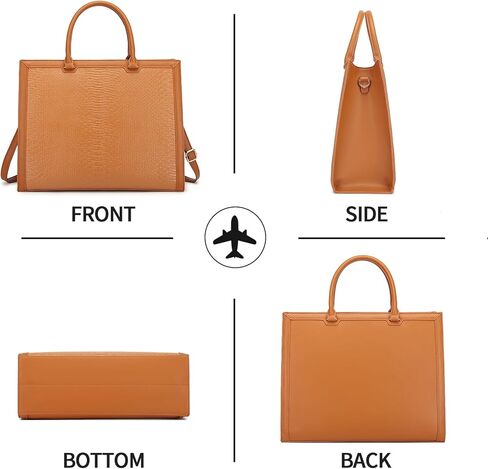 حقيبة كمبيوتر محمول للنساء، حقيبة عمل من جلد البولي يوريثان مقاس 15.6 بوصة، حقيبة كمبيوتر محمول، حقيبة كتف للأعمال، حقيبة مكتب للأعمال، حقيبة يد - بني in Kuwait