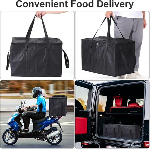 حزمة من 5 أكياس بقالة معزولة قابلة لإعادة الاستخدام من باتيكل، أكياس تبريد مقاس XXXL مع حقيبة طعام حرارية بسحاب لبقالة الطعام الساخنة والباردة والسفر على الشاطئ، أسود (22.8 بوصة × 13 بوصة × 15 بوصة) in Kuwait