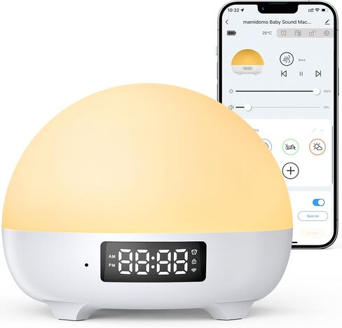 MAMIDOMO Baby Sleep Sound Machines, 34 Soothing Sounds White Noise Machine for Baby with Night Light Sleep Trainer, App Remote Control Alarm Clock Child Lock Function in Saudi Arabia