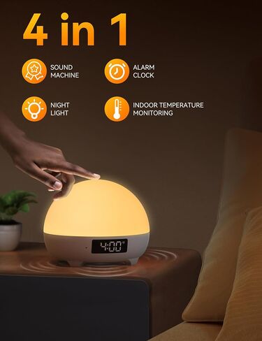 MAMIDOMO Baby Sleep Sound Machines, 34 Soothing Sounds White Noise Machine for Baby with Night Light Sleep Trainer, App Remote Control Alarm Clock Child Lock Function in Saudi Arabia