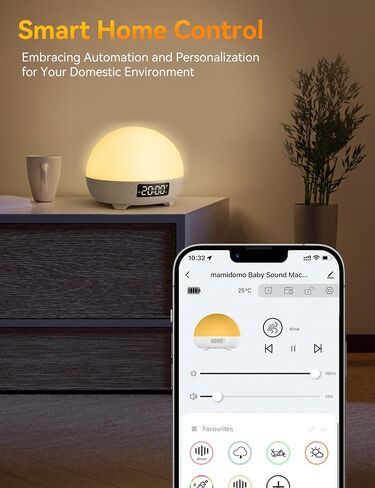 MAMIDOMO Baby Sleep Sound Machines, 34 Soothing Sounds White Noise Machine for Baby with Night Light Sleep Trainer, App Remote Control Alarm Clock Child Lock Function in Saudi Arabia