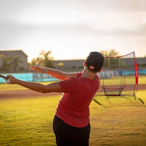 شبكة تدريب البيسبول والكرة اللينة مقاس 7 أقدام × 7 أقدام من McHom لممارسة الضرب والرمي مع إطار القوس، قابلة للطي والمحمولة، باللون الأحمر in Kuwait