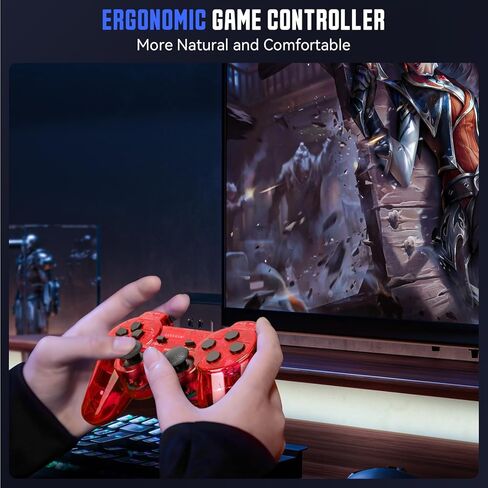 وحدة تحكم سلكية Doueuain لجهاز PS2، قطعتان من لوحة الألعاب عن بعد مزدوجة الصدمات متوافقة مع بلاي ستيشن 2، مع كابل بطول 1.8 متر (أحمر شفاف وأزرق شفاف) in Saudi Arabia
