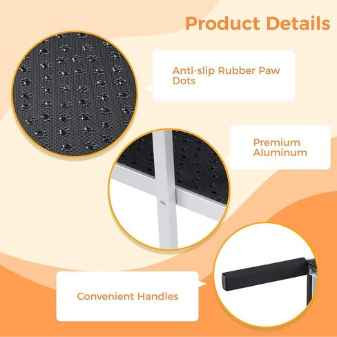 سلالم الكلاب للكلاب الكبيرة، سلالم للكلاب الكبيرة ذات الدفع الرباعي، سلالم للكلاب للسيارة، 4 خطوات سلم بإطار من الألومنيوم قابل للطي مع حصيرة مطاطية غير قابلة للانزلاق للأسرة العالية والأرائك والشاحنات والسيارات - 150 رطل in Kuwait