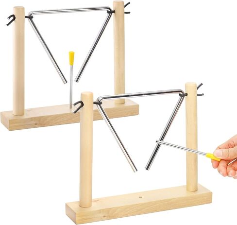 Foraineam 2 Pack Steel Triangles with Strikers and Wooden Stand, 6 Inch Musical Triangle Hand Percussion Instrument in Saudi Arabia