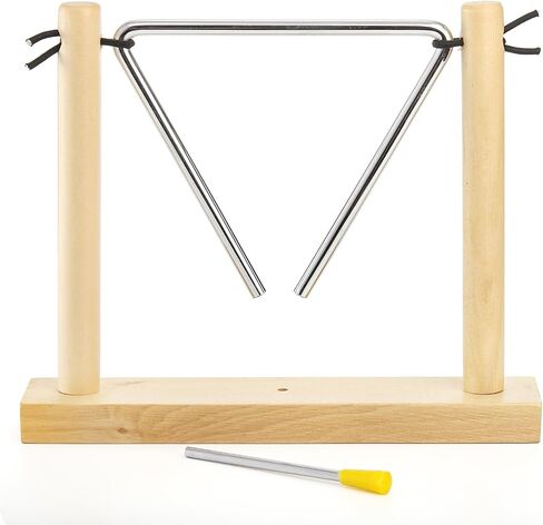 Foraineam 2 Pack Steel Triangles with Strikers and Wooden Stand, 6 Inch Musical Triangle Hand Percussion Instrument in Saudi Arabia