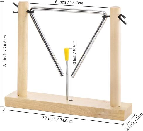 Foraineam 2 Pack Steel Triangles with Strikers and Wooden Stand, 6 Inch Musical Triangle Hand Percussion Instrument in Saudi Arabia