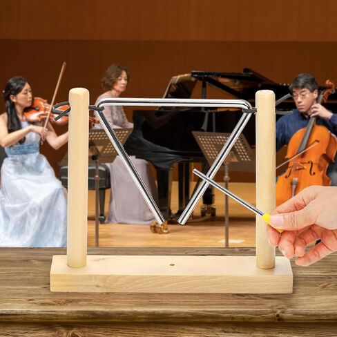 Foraineam 2 Pack Steel Triangles with Strikers and Wooden Stand, 6 Inch Musical Triangle Hand Percussion Instrument in Saudi Arabia