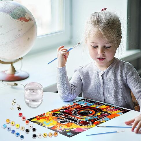 AIRDEA Paint by Numbers Kit for Adults,Abstract Art Adults' Paint-by-Number Kits,Colorful Camera Paint by Numbers Kit for Beginner,DIY Paint by Numbers Canvas 15.7x19.6 inch,Without Frame in Saudi Arabia