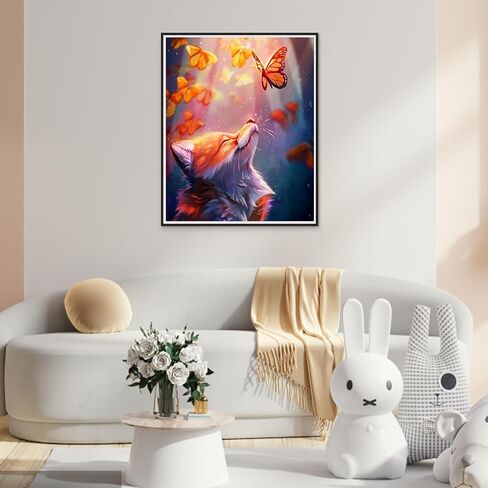 AIRDEA Paint by Numbers Kit for Adults,Animal Adults' Paint-by-Number Kits,Fox and Butterflies Paint by Numbers Kit for Beginner,DIY Paint by Numbers Canvas 15.7x19.6 inch,Without Frame in Saudi Arabia