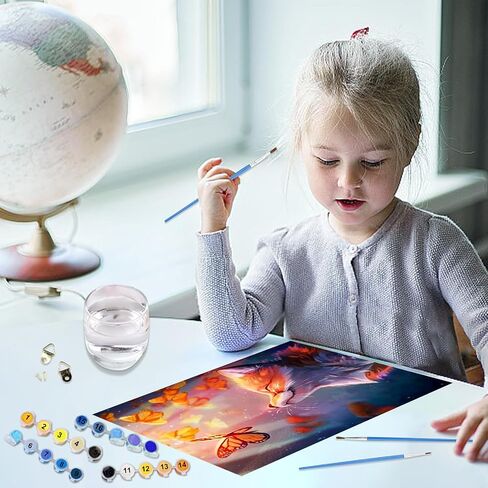 AIRDEA Paint by Numbers Kit for Adults,Animal Adults' Paint-by-Number Kits,Fox and Butterflies Paint by Numbers Kit for Beginner,DIY Paint by Numbers Canvas 15.7x19.6 inch,Without Frame in Saudi Arabia