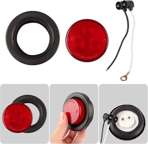 MCRESOAR 20 قطعة 2 بوصة مصابيح LED مستديرة 4 مصابيح LED، 10 كهرماني + 10 أحمر 2 بوصة مقطورة مستديرة LED مصابيح تحديد التخليص حلقات تثبيت مثبتة بإحكام مع 2 شوكة سلك مقطورة أسلاك التوصيل المصنوعة مقاومة للماء in Kuwait