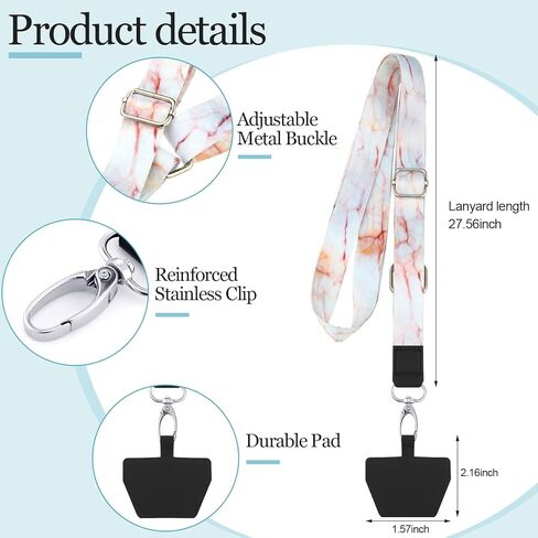 Chinco 5 Pieces Phone Lanyard Universal Adjustable Neck Straps with Phone Pads Phone Lanyard Crossbody for Phone Case Keys ID Compatible with iPhone and Most Smartphones, Butterfly Pattern in Kuwait