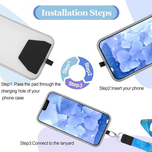 Chinco 5 Pieces Phone Lanyard Universal Adjustable Neck Straps with Phone Pads Phone Lanyard Crossbody for Phone Case Keys ID Compatible with iPhone and Most Smartphones, Butterfly Pattern in Kuwait