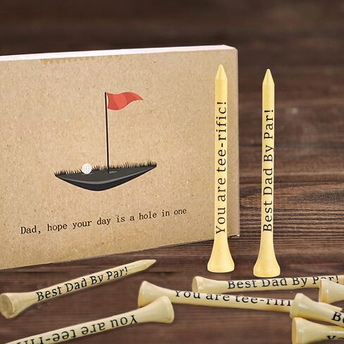 Father‘s Day Gifts - Best Dad by Par, You are tee-rific, 3-1/4 inch Wood Golf Tees Bulk for Father, Christmas Unique Birthday Gift from Daughter Son Kids, Stocking Stuffers Ideas Presents for Fathers in Saudi Arabia