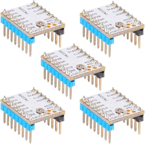 GEEETECH 5 قطع TMC2208 محرك متدرج، محرك فائق الهدوء مع 256 قسم فرعي، تيار محرك مستمر 1.4 أمبير، تيار الذروة 2 أمبير، الجهد 4.75 فولت - 36 فولت، للطابعة ثلاثية الأبعاد (لا تشمل المبرد) in Kuwait