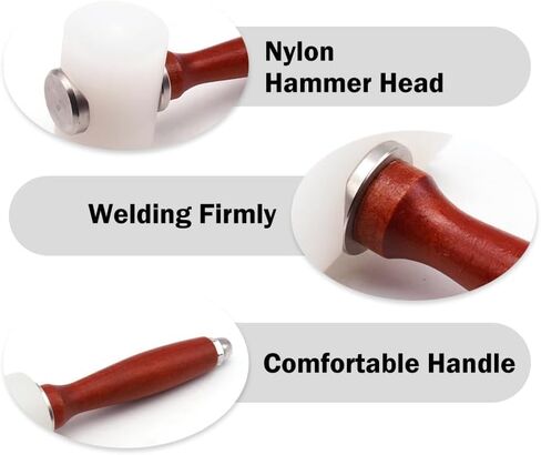 مطرقة نحت الجلد من Kellegour، مطرقة نحت الجلد الاحترافية، مطرقة مقبض خشب النايلون، مطرقة نحت الجلد الخشبي، أداة حرفية مطرقة نحت الجلد، لأداة ختم جلد البقر DIY in Kuwait