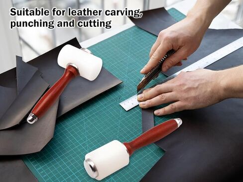 مطرقة نحت الجلد من Kellegour، مطرقة نحت الجلد الاحترافية، مطرقة مقبض خشب النايلون، مطرقة نحت الجلد الخشبي، أداة حرفية مطرقة نحت الجلد، لأداة ختم جلد البقر DIY in Kuwait