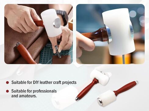 مطرقة نحت الجلد من Kellegour، مطرقة نحت الجلد الاحترافية، مطرقة مقبض خشب النايلون، مطرقة نحت الجلد الخشبي، أداة حرفية مطرقة نحت الجلد، لأداة ختم جلد البقر DIY in Kuwait