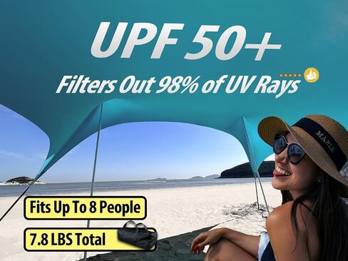 BESTSET 10×10ft UPF50+ Beach Tent Sun Shelter, Windproof Stable Outdoor Pop Up Beach Shade Canopy for Camping, Fishing, Backyard Fun or Picnics, 4 Poles in Saudi Arabia