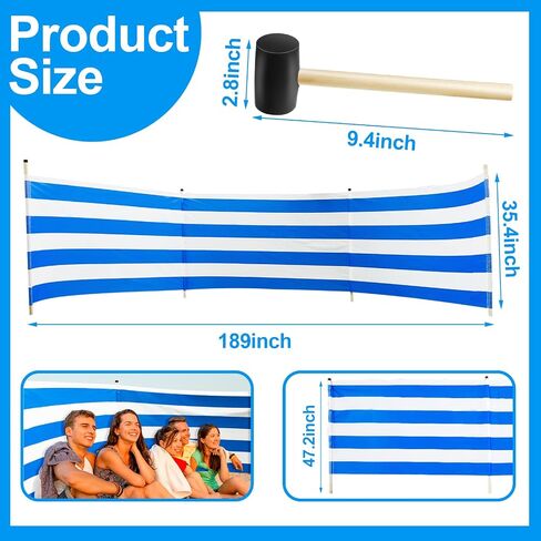 Blue White Beach Wind Screen Beach Wind Blocker Beach Barrier with Wooded Poles Mallet and Bag for Outdoor Summer Beach Vacation in Saudi Arabia