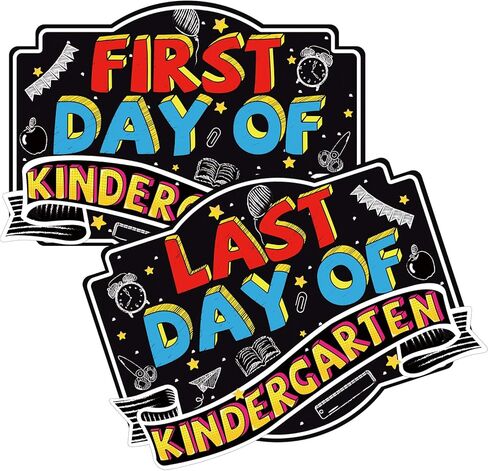 Ivenf اليوم الأول من علامة مجلس المدرسة، 14 × 10 بوصة قابلة لإعادة الاستخدام على الوجهين العودة إلى اللوازم المدرسية سبورة الطباشير للأطفال الفتيات الفتيان، علامات السبورة البلاستيكية دعامة الصورة in Kuwait