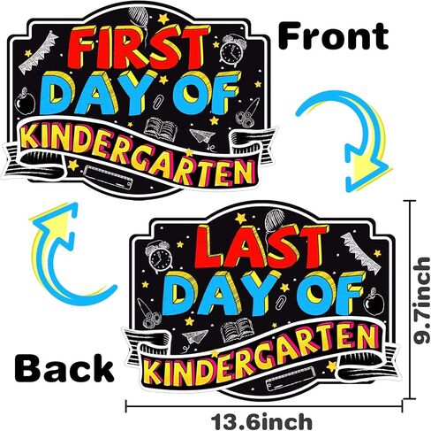 Ivenf اليوم الأول من علامة مجلس المدرسة، 14 × 10 بوصة قابلة لإعادة الاستخدام على الوجهين العودة إلى اللوازم المدرسية سبورة الطباشير للأطفال الفتيات الفتيان، علامات السبورة البلاستيكية دعامة الصورة in Kuwait