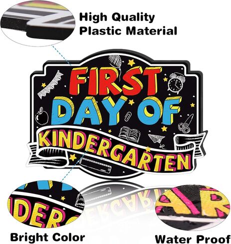 Ivenf اليوم الأول من علامة مجلس المدرسة، 14 × 10 بوصة قابلة لإعادة الاستخدام على الوجهين العودة إلى اللوازم المدرسية سبورة الطباشير للأطفال الفتيات الفتيان، علامات السبورة البلاستيكية دعامة الصورة in Kuwait