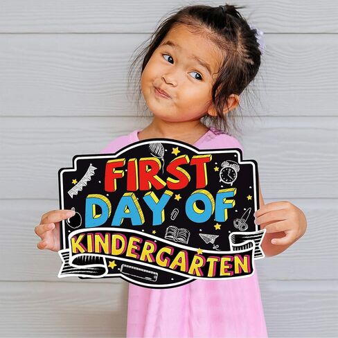 Ivenf اليوم الأول من علامة مجلس المدرسة، 14 × 10 بوصة قابلة لإعادة الاستخدام على الوجهين العودة إلى اللوازم المدرسية سبورة الطباشير للأطفال الفتيات الفتيان، علامات السبورة البلاستيكية دعامة الصورة in Kuwait