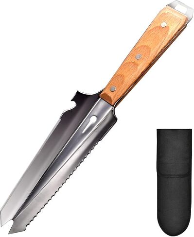 أداة سحب الأعشاب اليدوية من LWCUSNJ مجرفة البستنة، مقبض خشبي خفيف الوزن في الهواء الطلق وحقيبة الظهر للتخييم مجرفة محمولة متعددة الأدوات مع حقيبة حمل للحفر والبستنة والبقاء في الهواء الطلق in Kuwait