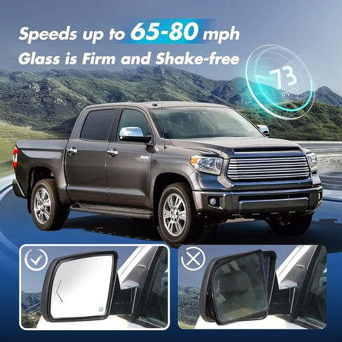SNEMEEY متوافق مع زجاج المرآة الجانبية للسائق Toyota Tundra 2007-2020، مرآة Toyota Sequoia 2008-2017، مرايا السحب البديلة اليسرى مع تسخين الطاقة، إشارة الانعطاف، قابس 4 دبابيس، بدون نقطة عمياء in Saudi Arabia