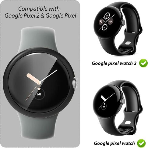 2 Pack Pixel Watch 2 Screen Protector, Pixel Watch 2 case Full Coverage Premium PC Hard Thin Cover Scratch Resistant Protective Screen Cover Case Compatible with Google Pixel Watch in Saudi Arabia