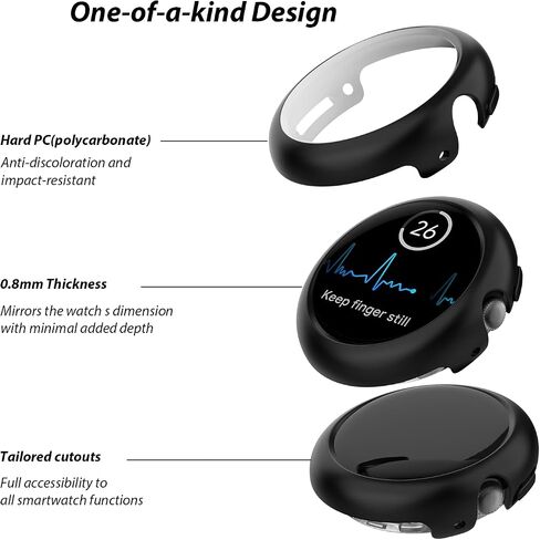 2 Pack Pixel Watch 2 Screen Protector, Pixel Watch 2 case Full Coverage Premium PC Hard Thin Cover Scratch Resistant Protective Screen Cover Case Compatible with Google Pixel Watch in Saudi Arabia