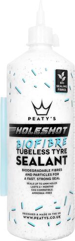 Peaty's Holeshot Biofibre Tubeless Tyre Sealant, Fast Acting Puncture Repair, Seals Up to 6mm Holes for MTB, Road and Gravel Bikes, Uses Biodegradable Sealing Fibres in Saudi Arabia