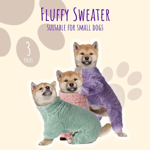 Reginary 3 Pieces Dog Pajamas Puppy Clothes Winter Coats Elastic Pajamas for Puppy Fluffy Jumpsuit Fleece Sweater for 4 Legs Dog Bodysuit(X-Small,Pink, Purple, Green) in Saudi Arabia