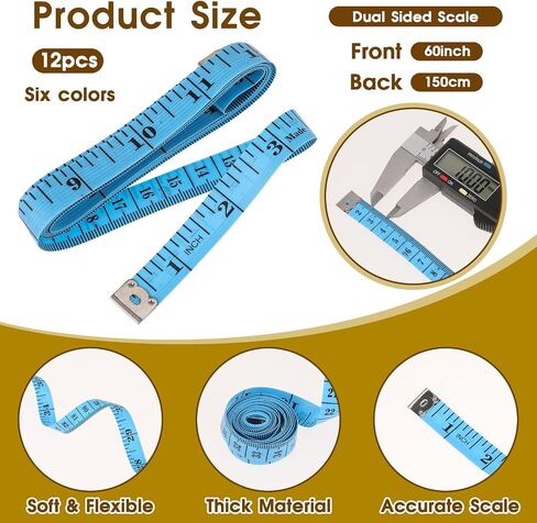 5 Pcs 120 Inch Dual Scale Measuring Tape Soft Fabric Measuring Tape Sewing Tape Measures Tailor Waist Tape for Body Weight Loss(5 Pcs 3M) in Saudi Arabia