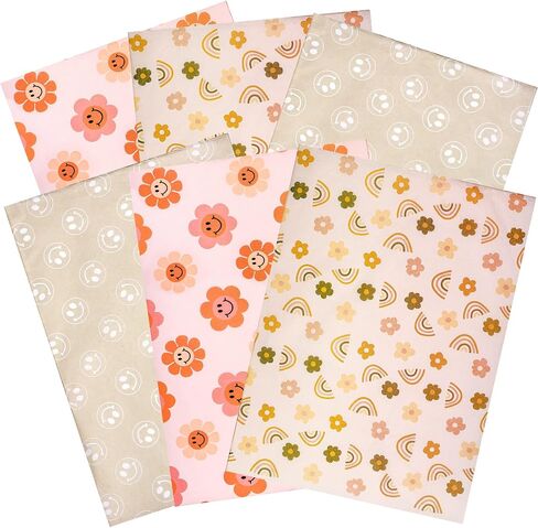 RUSPEPA Wrapping Tissue Paper - Pink Boho Style, Smiley Face and Rainbow Design Tissue Paper Bulk for Gift Wrap, Birthday, Baby Shower and More - 13.7 x 19.6 inches - 90 Sheets in Saudi Arabia