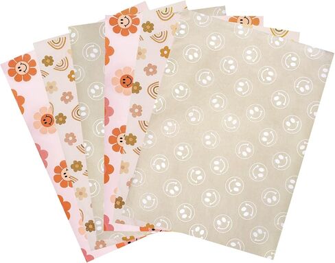 RUSPEPA Wrapping Tissue Paper - Pink Boho Style, Smiley Face and Rainbow Design Tissue Paper Bulk for Gift Wrap, Birthday, Baby Shower and More - 13.7 x 19.6 inches - 90 Sheets in Saudi Arabia