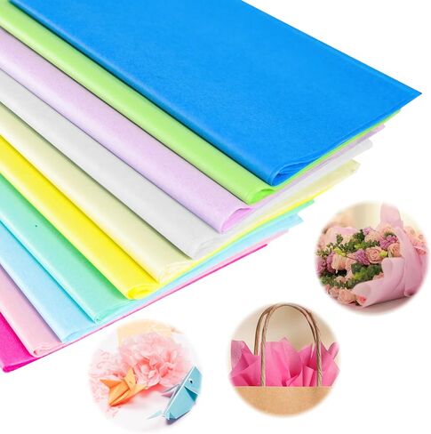80 Sheets Pastel Tissue Paper for Gift Bags, 20''x20'' Colored Gift Tissue Paper Sheets for Crafts, Rainbow Tissue Paper for Packaging Wedding Holiday Easter Decorations in Saudi Arabia