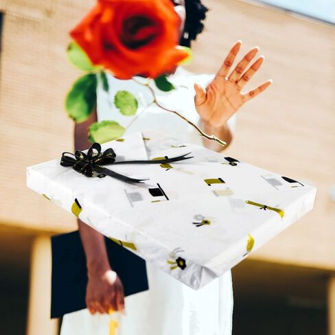 MR FIVE 30 Sheets Graduation Tissue Paper Bulk,20" x 28",Graduation Gift Wrapping Paper,Metallic Gold Black Graduation Cap and Diploma Patterned,Tissue Paper for Graduation Party in Saudi Arabia