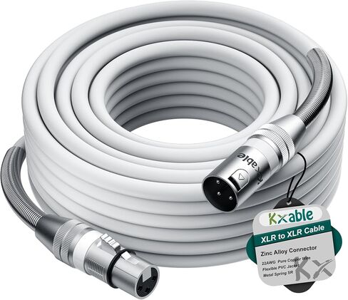 كابل XLR إلى XLR بطول 10 أقدام، كابل ميكروفون XLR ممتاز، سلك عالي التحمل 22AWG OFC XLR ذكر إلى أنثى، كابل مكبر صوت محمي بثلاثة دبابيس، موصلات من سبائك الزنك، زنبرك معدني SR، أبيض in Kuwait