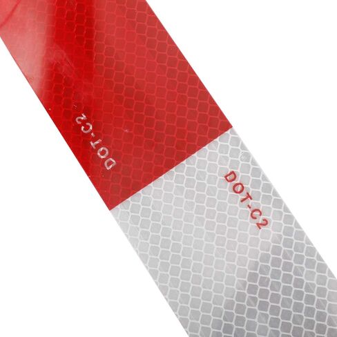 شريط أمان عاكس من Toolly مقاس 2 بوصة × 200 قدم، DOT-C2 شريط لاصق مقاوم للماء باللونين الأحمر والأبيض للمقطورة والخارجية والسيارات والشاحنات in Kuwait