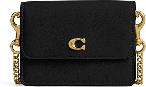 COACH Women's Essential Half Flap Card Case, Black, Small in Saudi Arabia